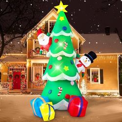 NEW Christmas LED 7FT Santa, Tree, And Snowman Airblown Inflatable 