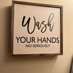 Wood Bathroom Art Sign 