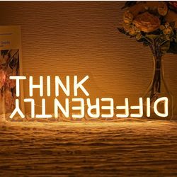 Think Differently Neon Sign for Wall Decor Letter Neon Light Classroom LED Neon Signs Classroom LED Neon Light for Classroom Office Study Room Library