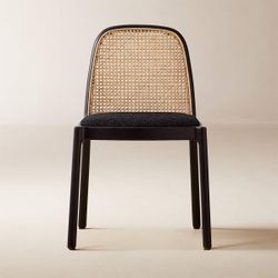 CB2 Cane And Boucle Dining Chair