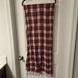 Red Plaid Scarf with Tassles