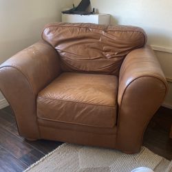 Camel Color Genuine Leather Chair 