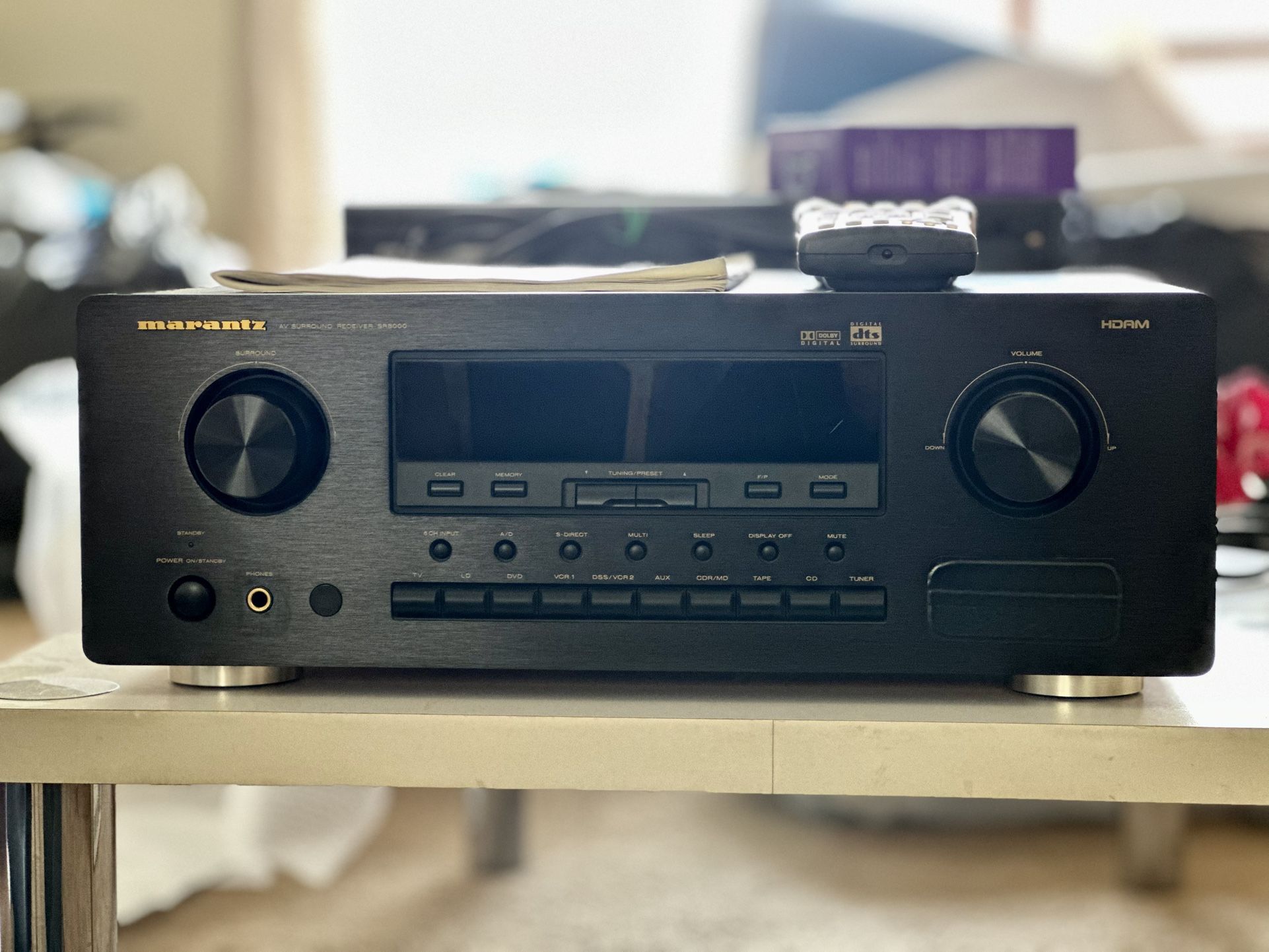 Vintage Marantz SR8000 Receiver (Center Channel Not Working) — Classic Audio Gear w/ Remote & Manual
