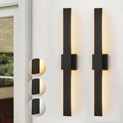 Brand New Hardwire 2 Pack 34” Black Long Modern LED Outdoor Wall Lights 