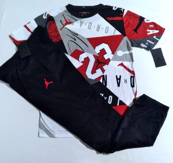 Jordan Boys Youth 2pc Warmer Bottoms & Tee Set - XL