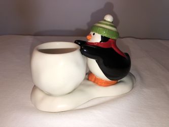 Penguin/Snowball Ceramic Votive Candle Holder