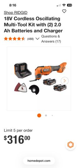 RIDGID 18V Cordless Oscillating Multi-Tool Kit