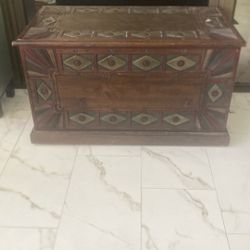 100%  Carved Walnut wood Chest Large
