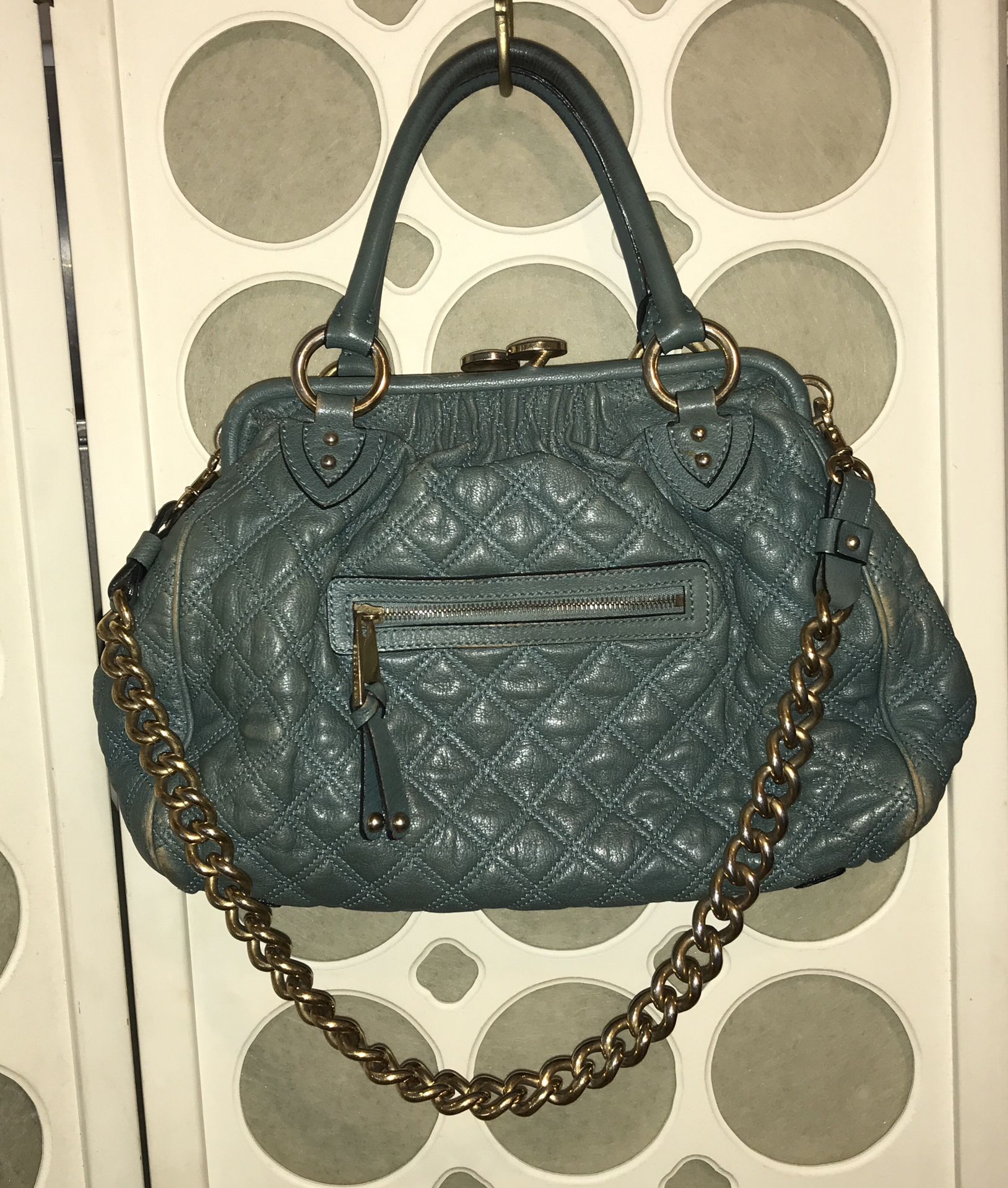 Marc Jacobs Leather Turquoise Stam Bag Purse Large