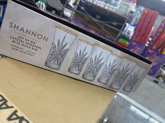 Shannon Crystal Shooters with Gold Rim Set of 5