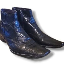 Bravo San Remo Black Men's  Square Toe Ankle Boots Size 10