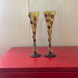 Murano Hand Painted Champagne Flutes (2)