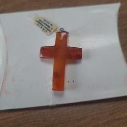 Amber Cross Pendant