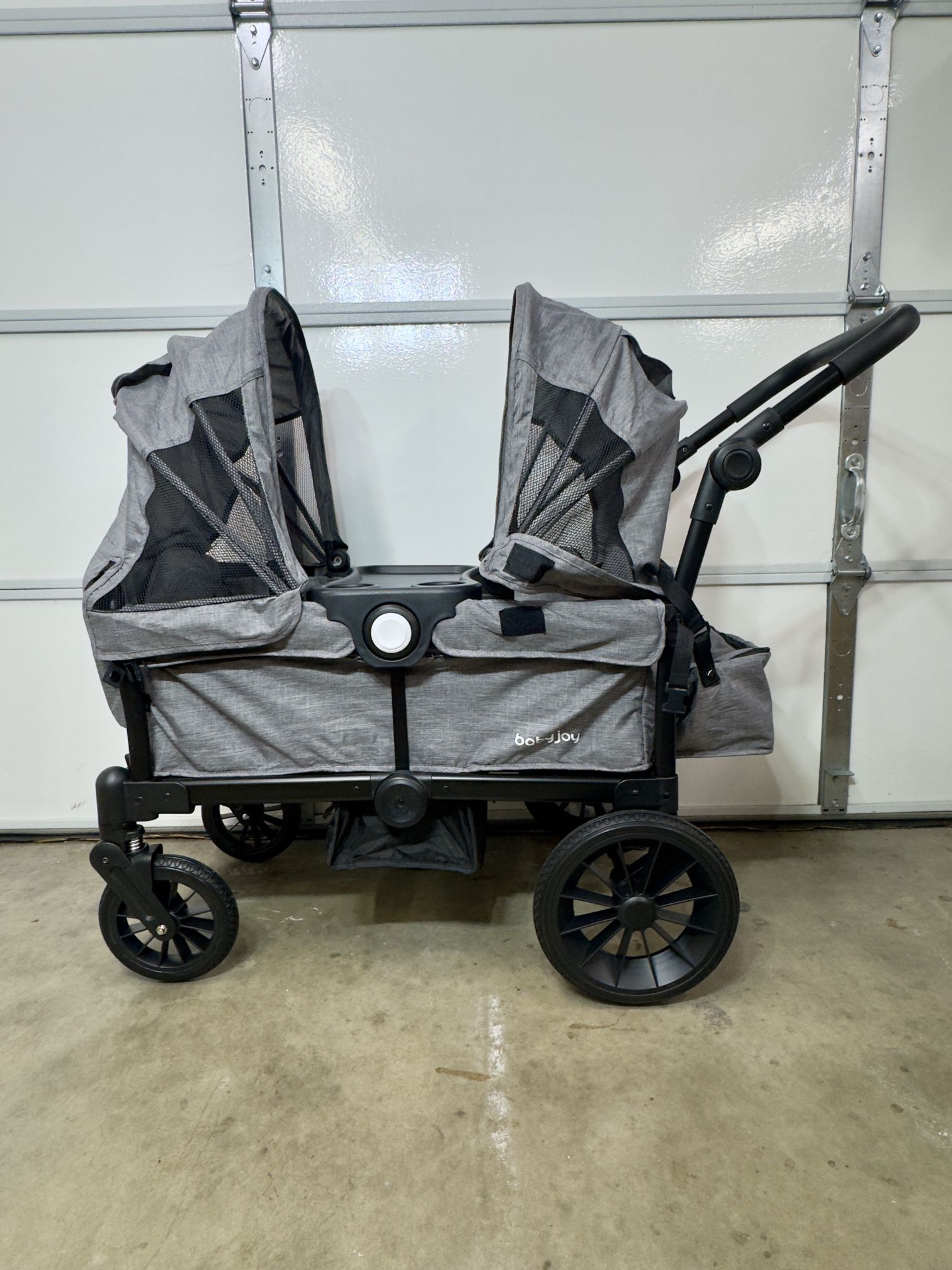 BABY JOY Wagon Stroller for 2 Kids, Collapsible Push Pull Double Stroller Wagon with Adjustable Hand