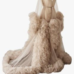 Kelaixiang Tulle Robe Long Lingerie - Size: Small