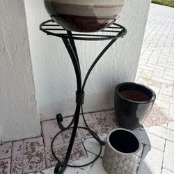 All 4 Garden Pieces Just $60.   The 3 Planter Pots & 1 Metal Plant Stand. All 4 Only $60. 