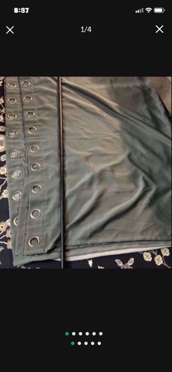 Two 60" X 82" Heavy Duty Gray Black Out Curtains With Heavy Duty Curtain Rod