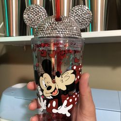 New Mickie and Minnie Rhinestoned Cup