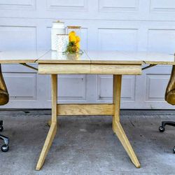 Mid Century Heywood Wakefield Style dining table with collapsable ends