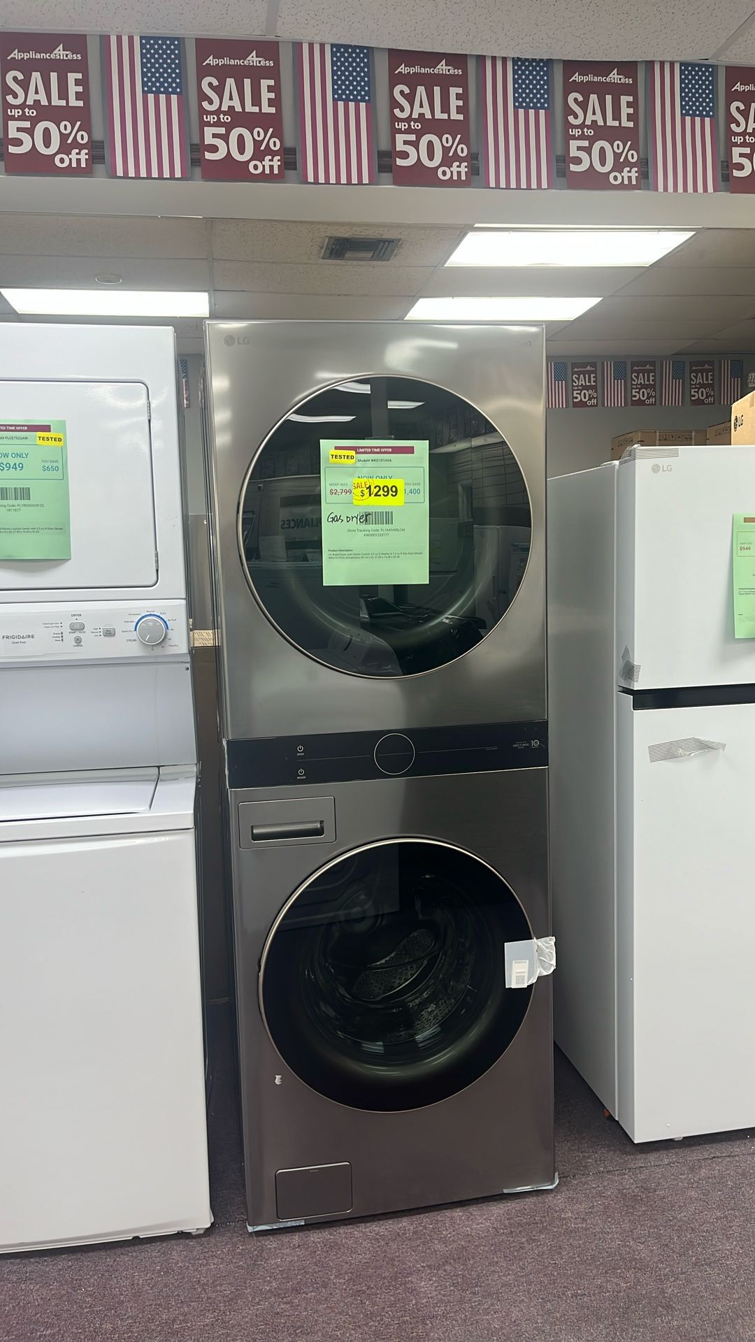 Stackable Washer And Gas Dryer New Open Box 1 Year Warranty 