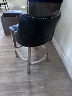 Gray Leather side Bar Chair