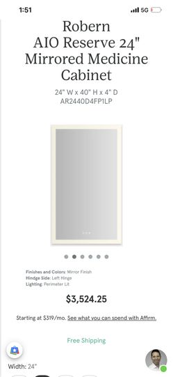 Robern AIO Reserve 24" Mirrored Medicine Cabinet 24"W× 40"Hx 4"D Please Read Description