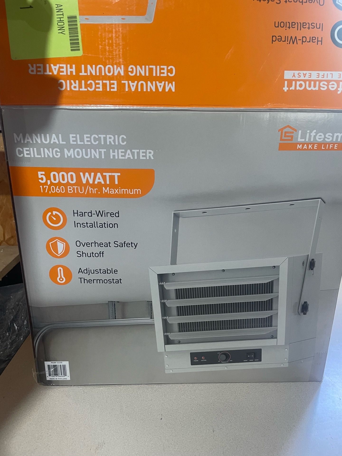 Manual electric ceiling mount heater
