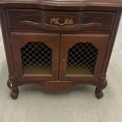 Vintage French Provincial Cabinet with Brass Hardware & Marble Inlay Top