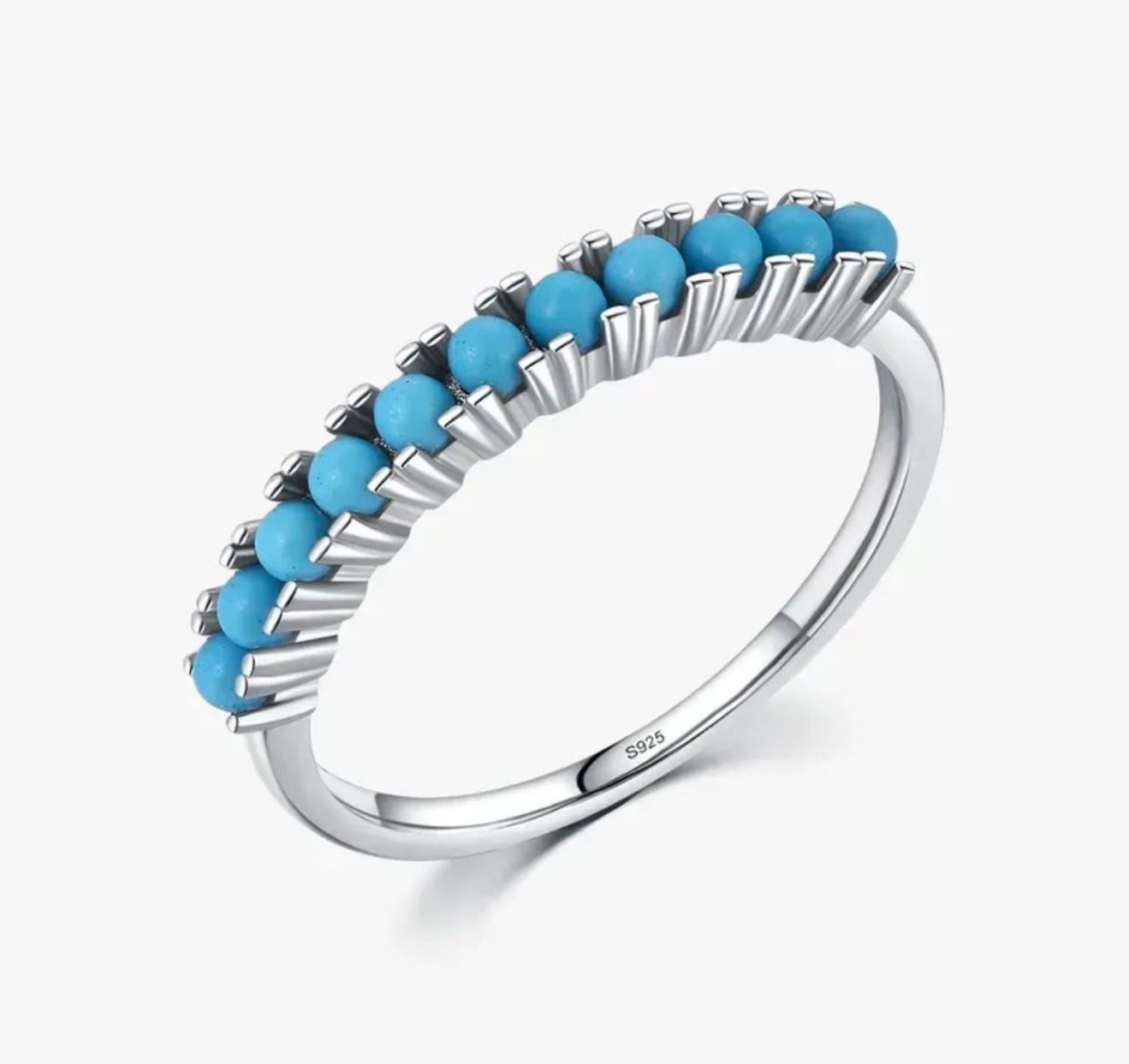 Solid Sterling Silver 925 Turquoise Band Ring Size 7 & 8 