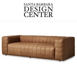 Free Delivery NEW IN-BOX Moe’s Home Callan Sofa in Tan Caramel 100% Leather (MSRP $6,399+tax) 