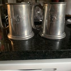 Two English pewter Engraved And Dated Silver Smith