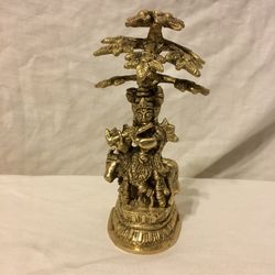 Lord Krishna under tree - solid brass 
