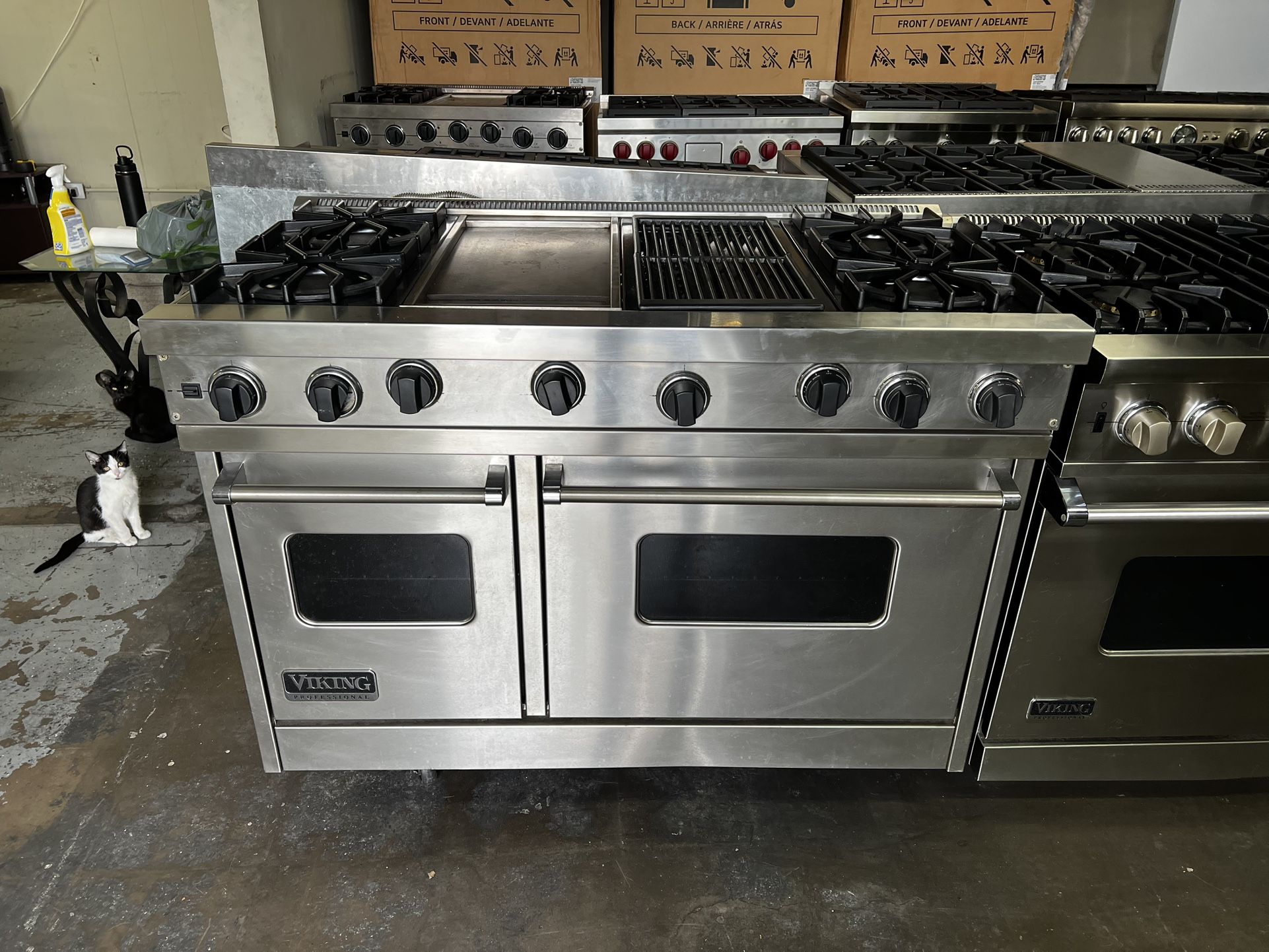 Viking 48”Wide Gas Range Stove In Stainless Steel With Grill And