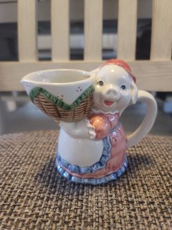 Vintage OTAGIRL Hand Painted Pig Creamer 4" Tall