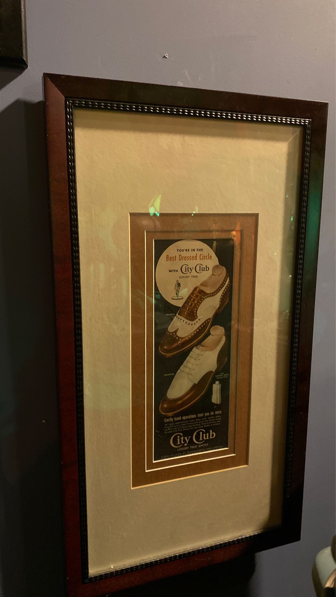 Vintage City Club Wing Tip Shoes Fashion 1930s 1940s 1950s Ad