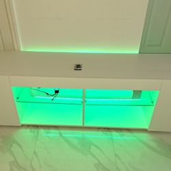 White TV Stand LED Light & Remote Control
