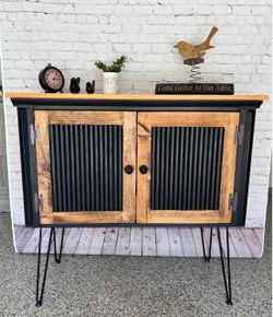 Rustic Farmhouse Sideboard Cabinet with Hairpin Legs
