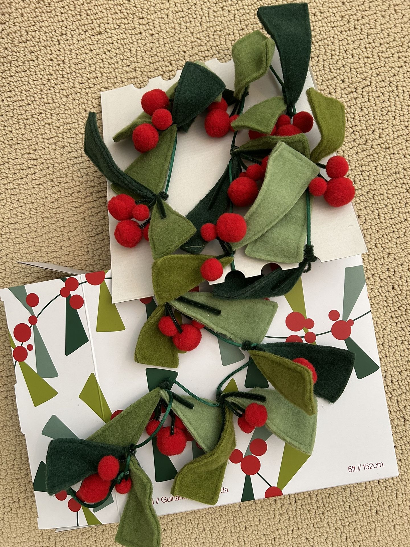 Crate & Barrel 5ft Holiday Felt Garland, (no longer available in stores or online)