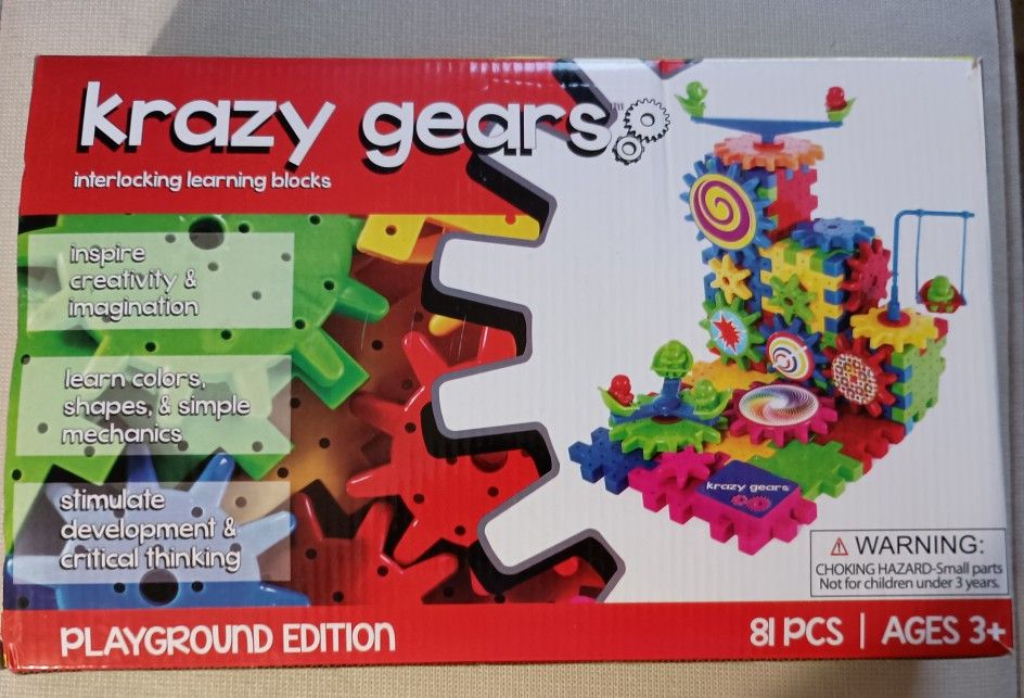 Krazy Gears. Building Toy. All Pieces In Box. Motorized Pieces Work. Clean