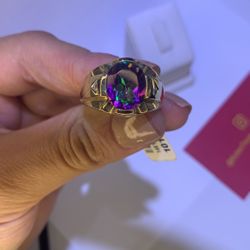 14K Yellow Gold Multicolored Stone Ring