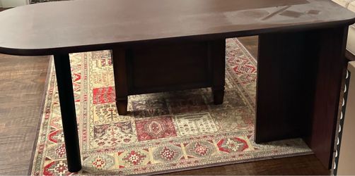 Dark Wood Coffee Table with Rounded Edges