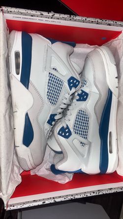 Jordan 4s off white/ military blue