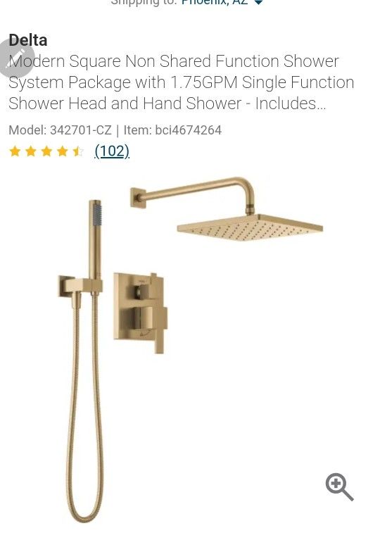 Delta
Modern Square Non Shared Function Shower System Package with 1.75GPM Single Function Shower Head and Hand Shower - Includes Rough-In