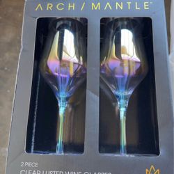 NEW/UNOPENED✨🥂✨ARCH / MANTLE 2 Piece “Holographic,”Luster Wine Glasses