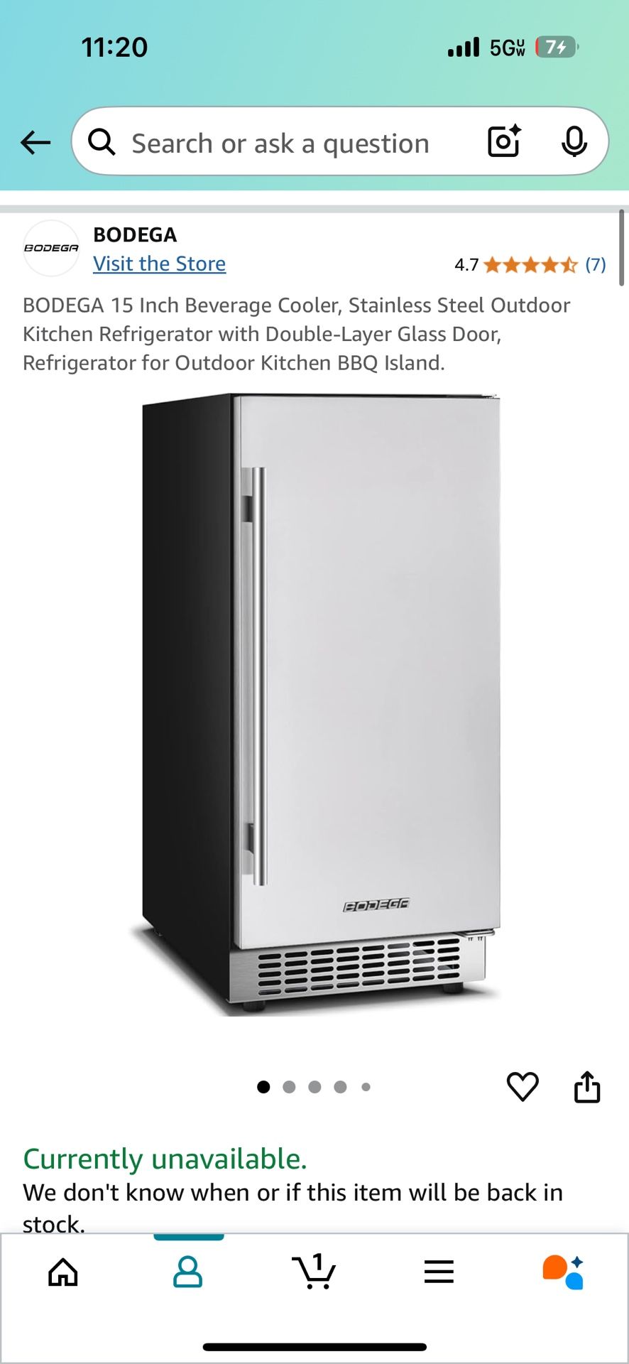 BODEGA 15 Inch Beverage Cooler, Stainless Steel Outdoor Kitchen Refrigerator with Double-Layer Glass Door, Refrigerator for Outdoor Kitchen BBQ Island