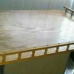 Large wooden shelf* solid wood w/ brackets & edging* 35.5 x 25 -
