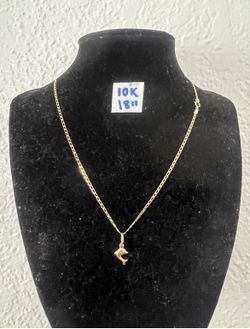10K Solid Gold Chain and Pendant For Wedding 18 Inches Long 
