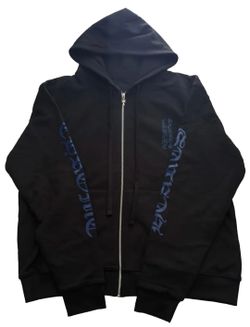 CHROME HEARTS 'BLACK/BLUE' VERTICAL LOGO THERMAL ZIP UP HOODIE