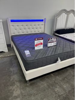 New Queen bed frame with mattress