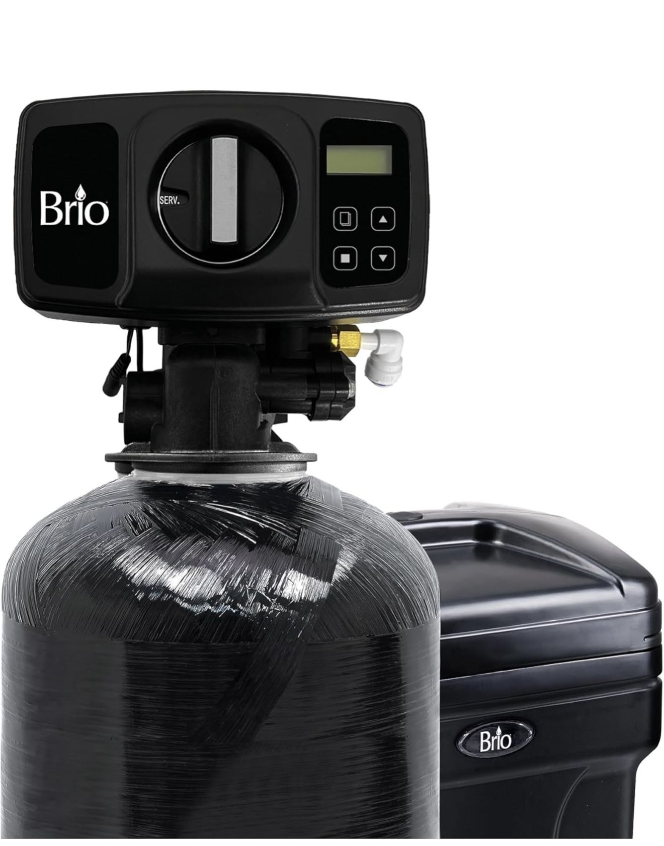 Brio WSFS1668 Whole House Water Softener System, 1-2 Bathrooms, 24,000 Grains, 6-7 GPM, 8" x 44" Resin Tank, High-Efficiency Valve Head, Fully Compati